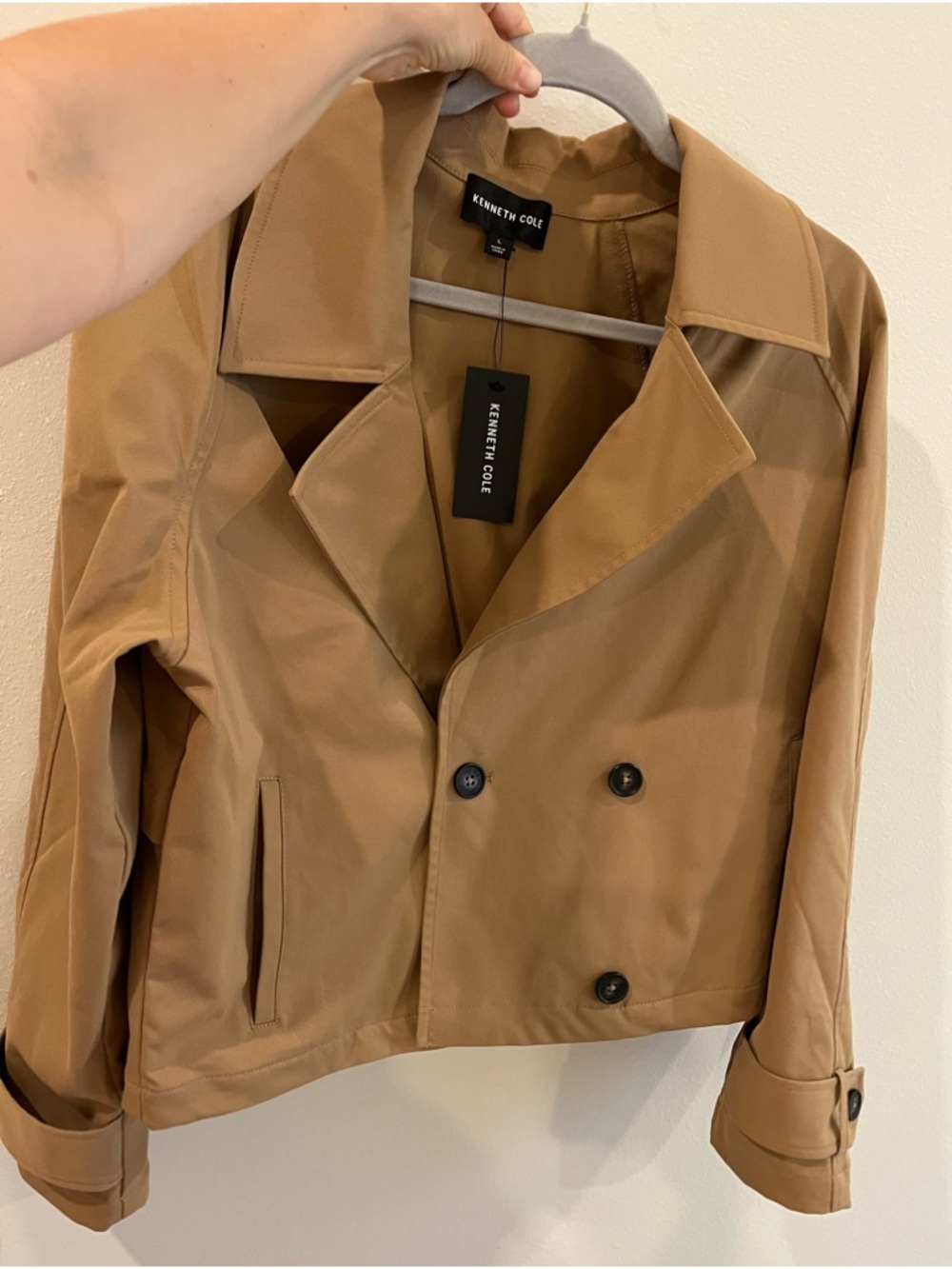Kenneth Cole Cropped Tan Trench Jacket